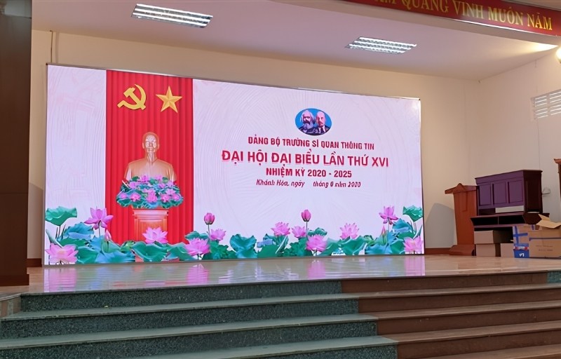 Backdrop đại hội đảng bộ Trường Sĩ Quan Th&ocirc;ng Tin