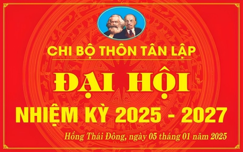 Mẫu backdrop đại hội đảng chi bộ th&ocirc;n t&acirc;n lập