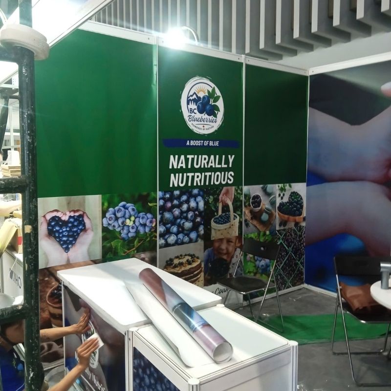 Mẫu backdrop gian hội chợ về thực phẩm, n&ocirc;ng sản