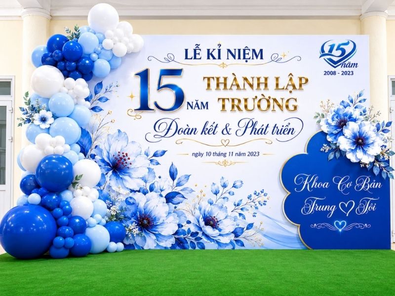 Mẫu ph&ocirc;ng nền kỷ niệm 15 năm th&agrave;nh lập trường