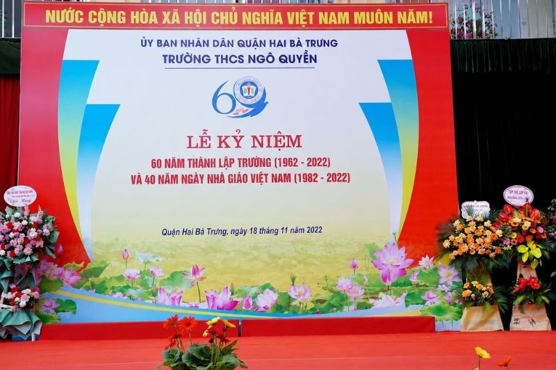 Mẫu ph&ocirc;ng nền kỷ niệm th&agrave;nh lập trường THCS Ng&ocirc; Quyền