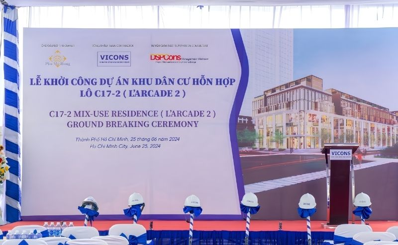 Mẫu backdrop lễ động thổ dự &aacute;n khu d&acirc;n cư hỗn hợp