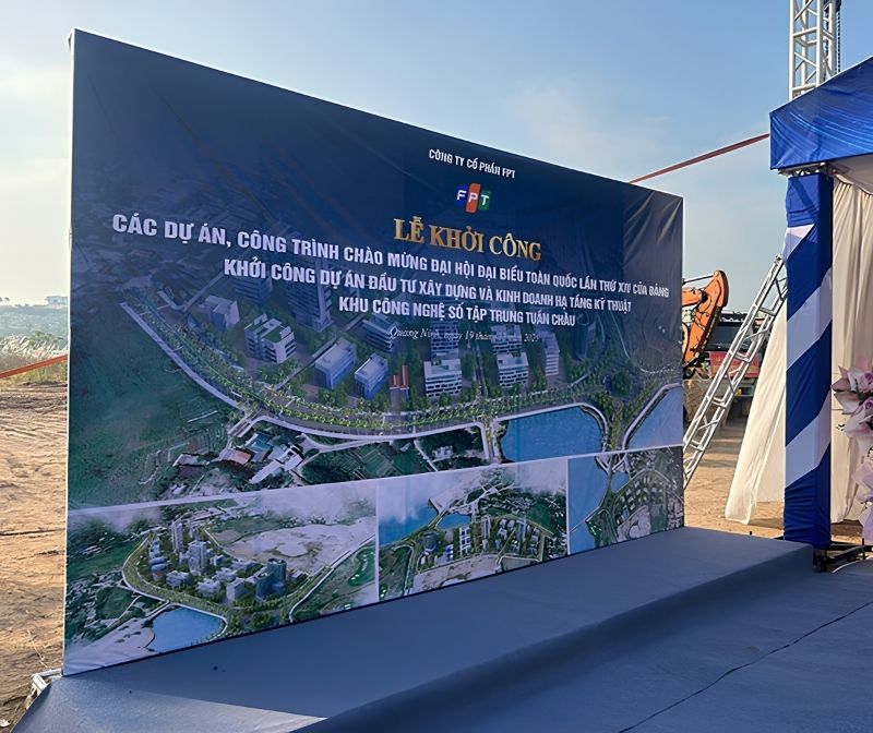 Mẫu backdrop lễ khởi c&ocirc;ng dự &aacute;n đầu tư x&acirc;y dựng v&agrave; kinh doanh hạ tầng
