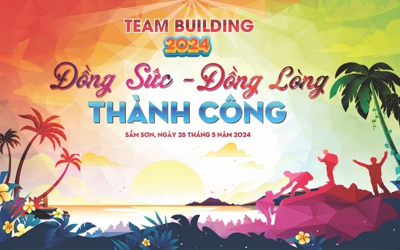 Mẫu backdrop team building concept trekking