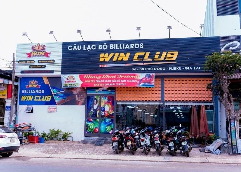 Mẫu bảng hiệu c&acirc;u lạc bộ billiards win club