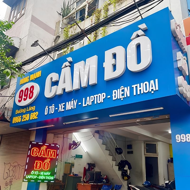 Mẫu biển hiệu cầm đồ ô tô, xe máy, laptop, điện thoại