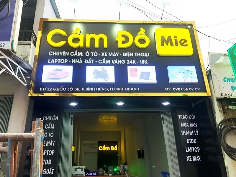 Mẫu bảng hiệu cầm đồ Mie
