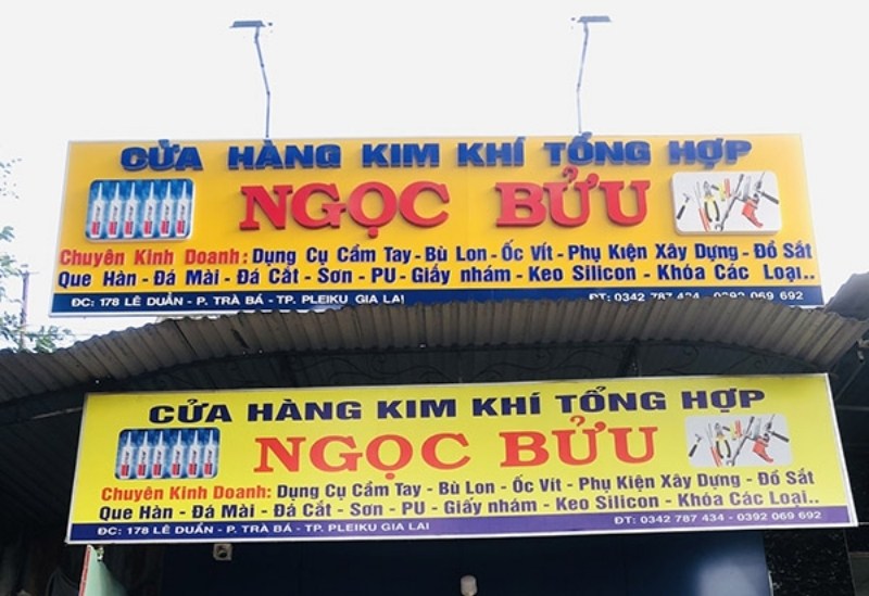 Bảng hiệu cơ kh&iacute; tổng hợp mặt dựng alu kết hợp chữ nổi mica