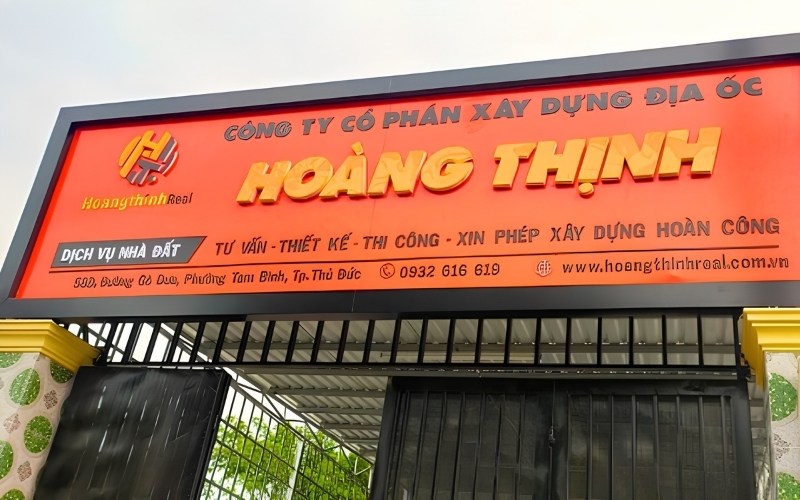 Mẫu bảng hiệu hiệu c&ocirc;ng ty cổ phần x&acirc;y dựng Ho&agrave;ng Thịnh