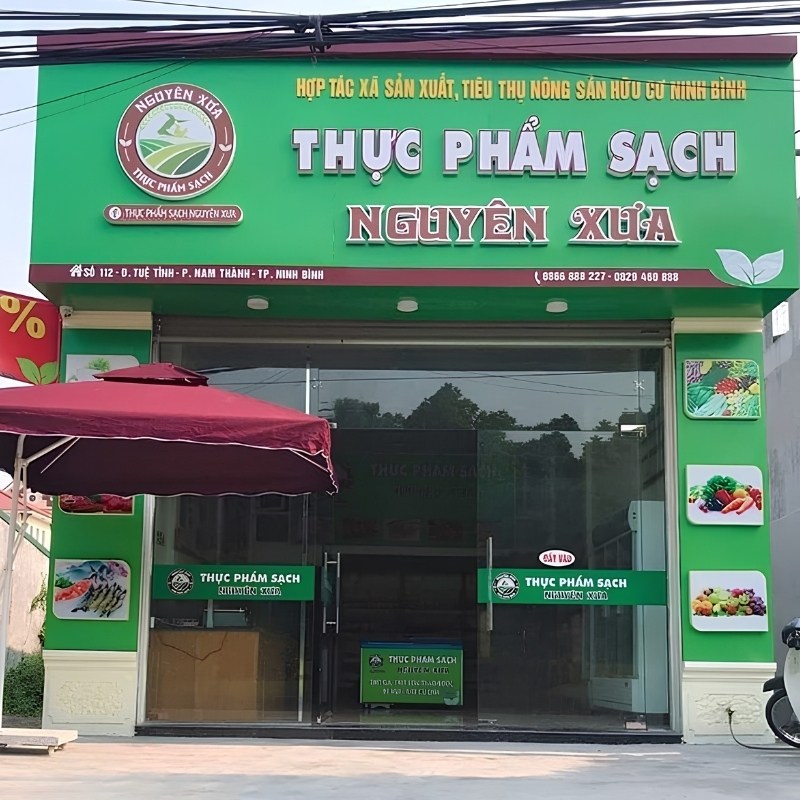 Thiết kế bảng hiệu cửa h&agrave;ng thực phẩm sạch theo y&ecirc;u cầu
