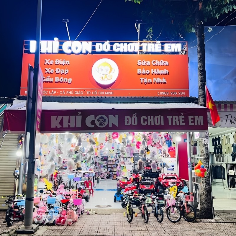 Mẫu bảng hiệu đồ chơi trẻ em khỉ con