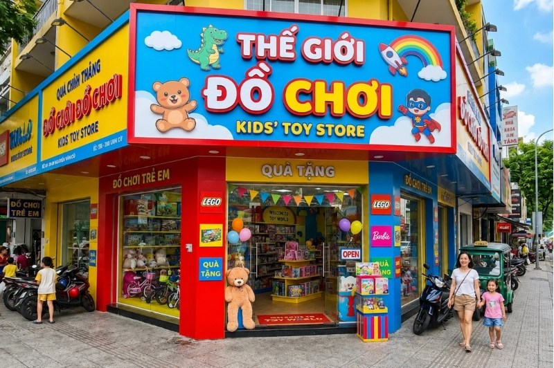 L&agrave;m bảng hiệu quảng c&aacute;o cửa h&agrave;ng đồ chơi trẻ em