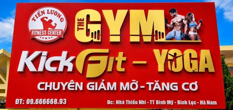 Bảng hiệu ph&ograve;ng gym chữ nổi inox