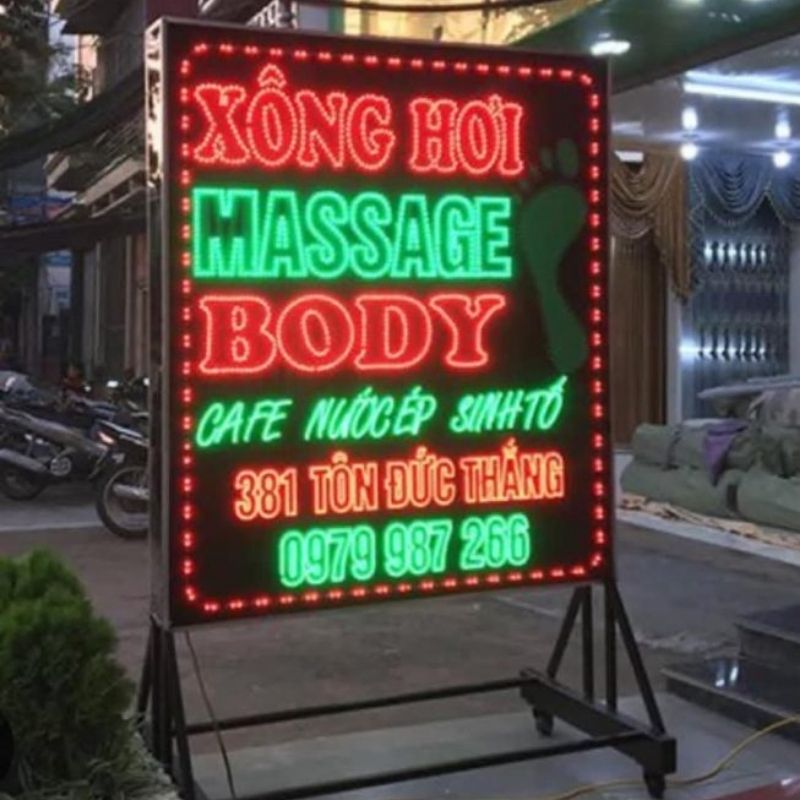 Bảng hiệu hộp đ&egrave;n massage body, x&ocirc;ng hơi