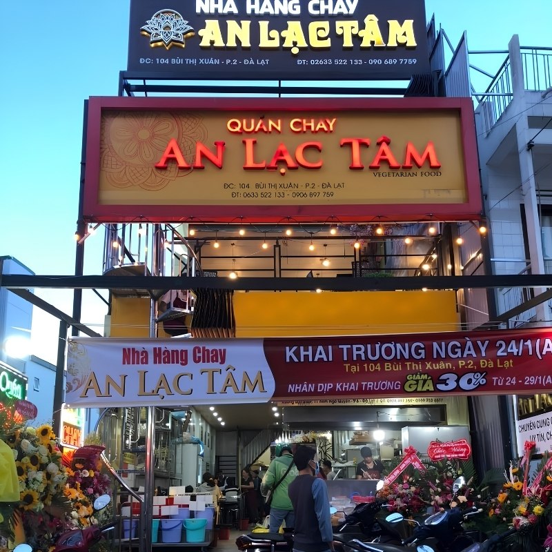 Mẫu bảng hiệu nh&agrave; h&agrave;ng chay An Lạc T&acirc;m
