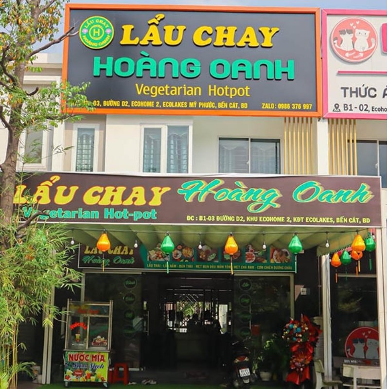 Mẫu bảng hiệu lẩu chay Ho&agrave;ng Anh