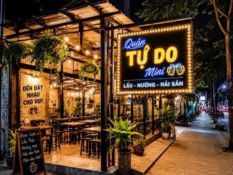 Mẫu biển vẫy quảng c&aacute;o qu&aacute;n nhậu, lẩu, nướng, hải sản