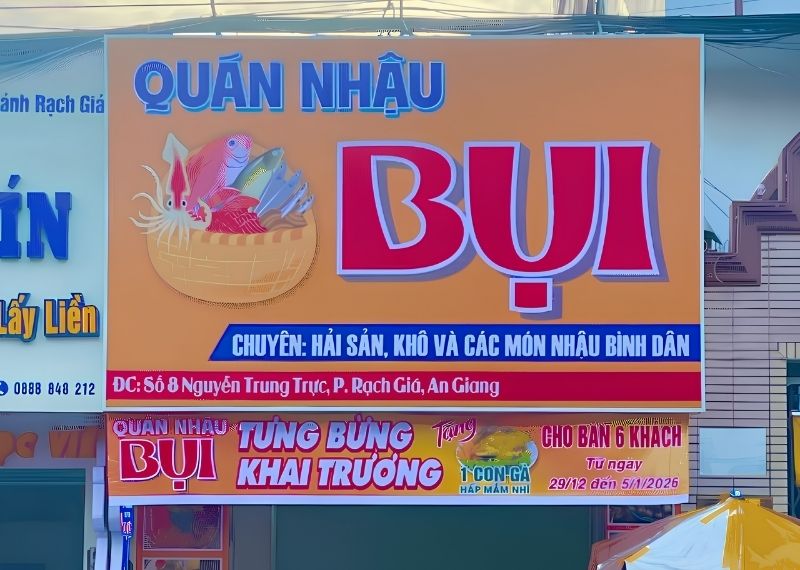 Bảng hiệu qu&aacute;n nhậu in chất liệu bạt hiflex