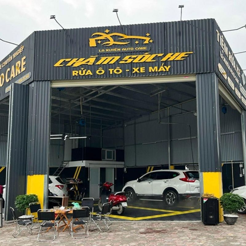Bảng hiệu chăm s&oacute;c sửa xe &ocirc; t&ocirc;, xe m&aacute;y chữ nổi inox