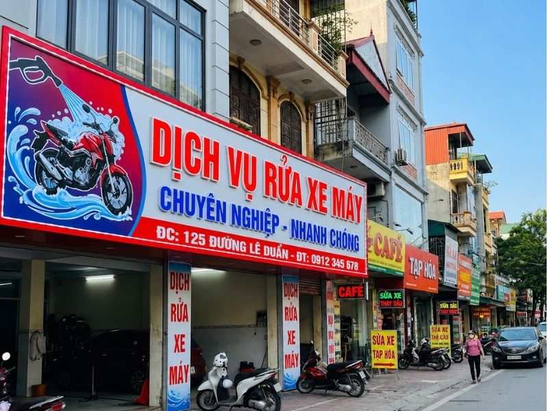 Bảng hiệu rửa xe m&aacute;y