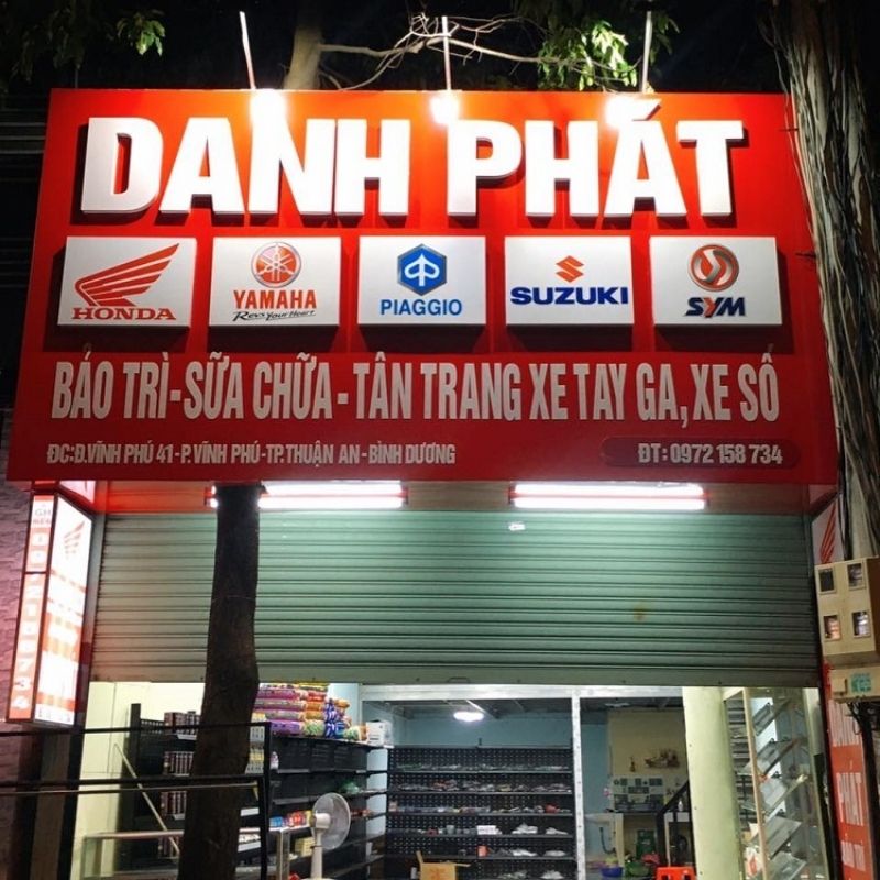 Mẫu bảng hiệu sửa chữa xe m&aacute;y, tay ga, xe số Danh Ph&aacute;t