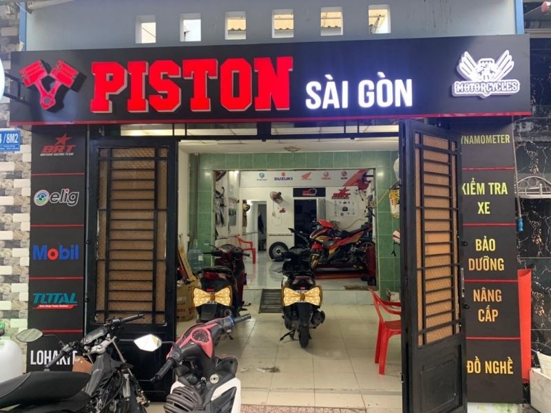 Bảng hiệu tiệm sửa xe chữ nổi mica gắn LED