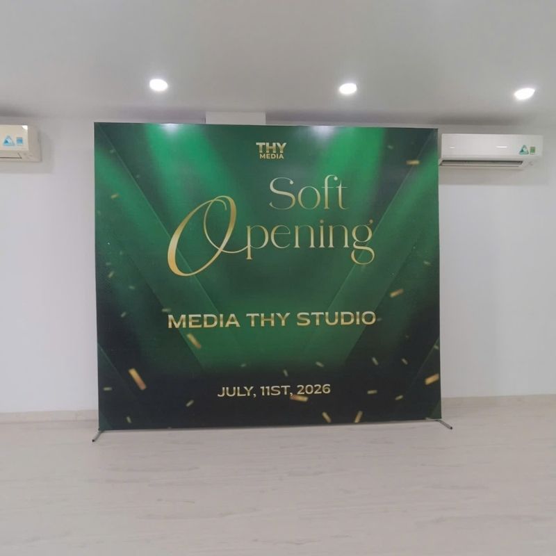 Dự án thi công backdrop bạt hiflex kết hợp khung sắt