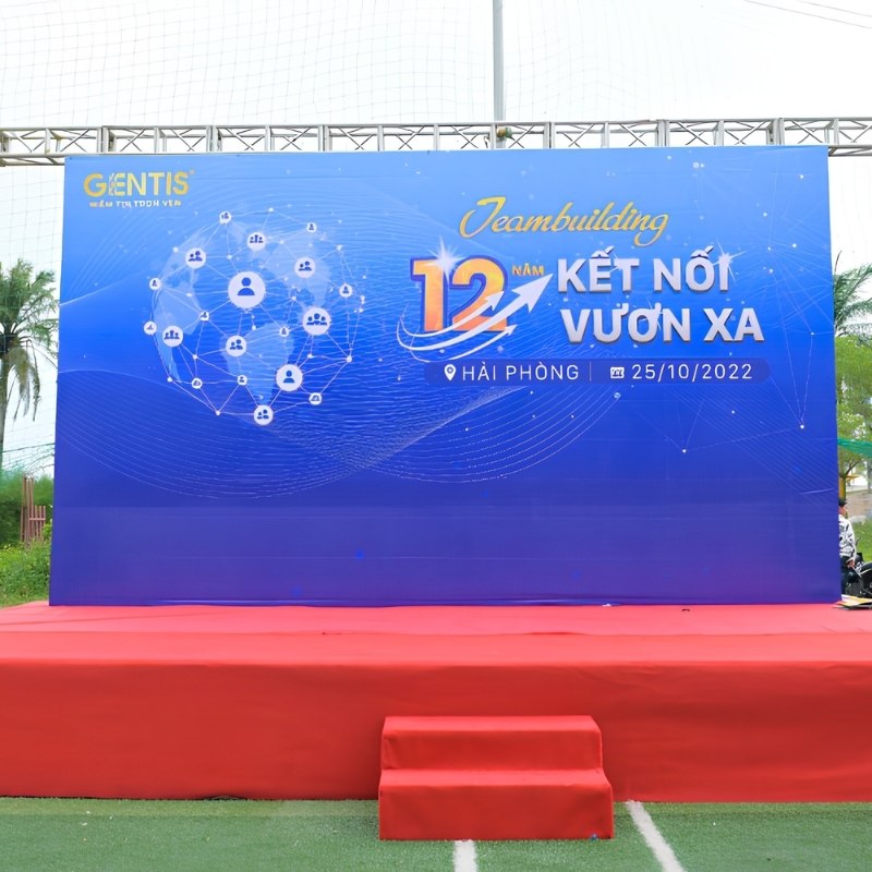 Mẫu backdrop s&acirc;n khấu team building