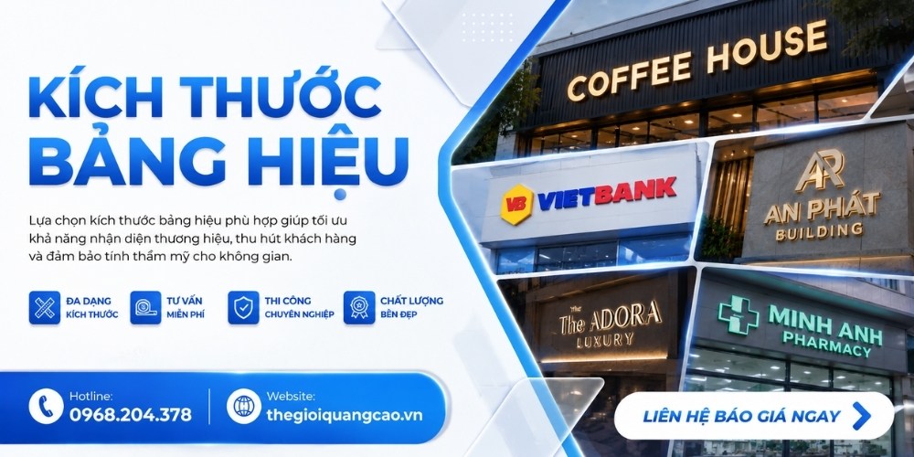 Kích Thước Bảng Hiệu Chuẩn Hút Khách & Hợp Phong Thủy