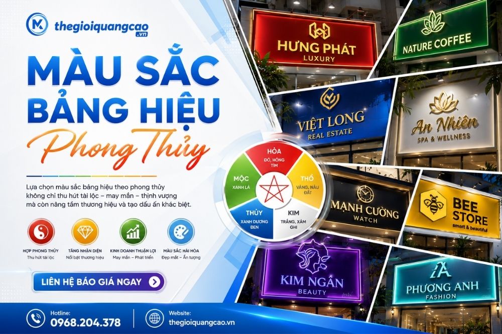 Màu Sắc Bảng Hiệu Theo Phong Thủy Hút Tài Lộc, Hợp Mệnh