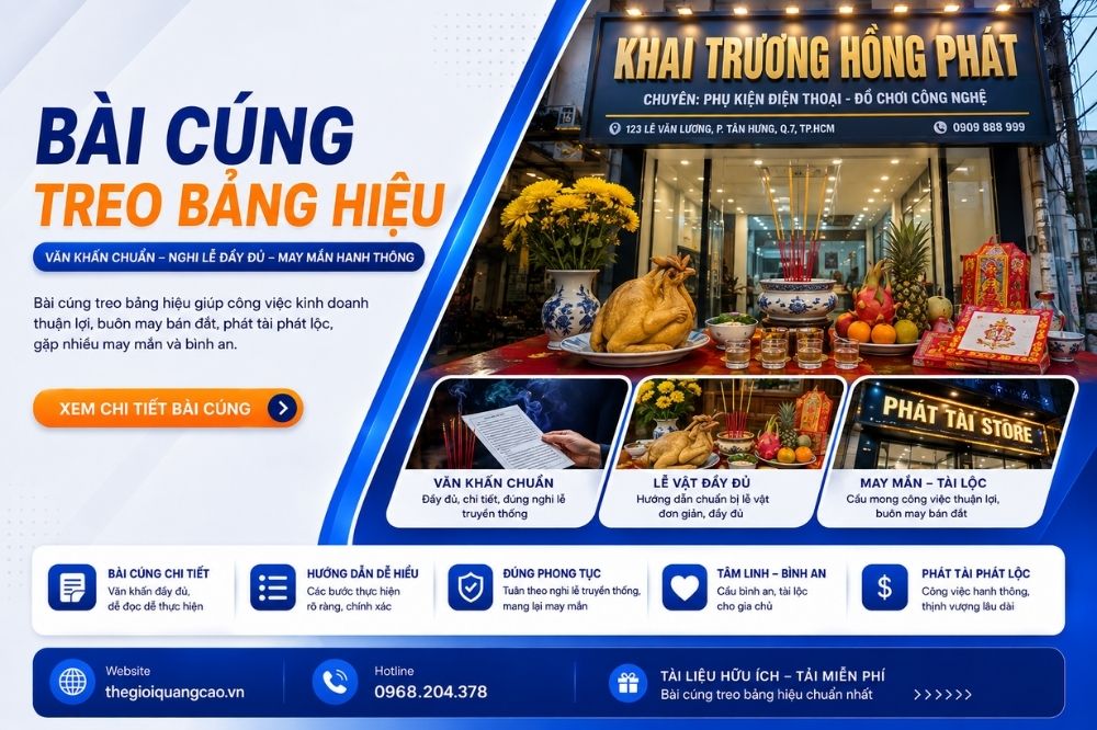Bài Cúng Treo Bảng Hiệu Chuẩn Phong Thủy, Hút Tài Lộc
