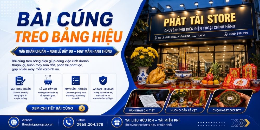 Bài Cúng Treo Bảng Hiệu Chuẩn Phong Thủy, Hút Tài Lộc