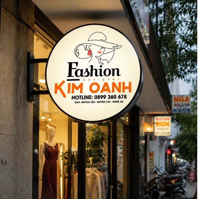 Mẫu hộp đ&egrave;n mica tr&ograve;n d&aacute;n decal shop thời trang