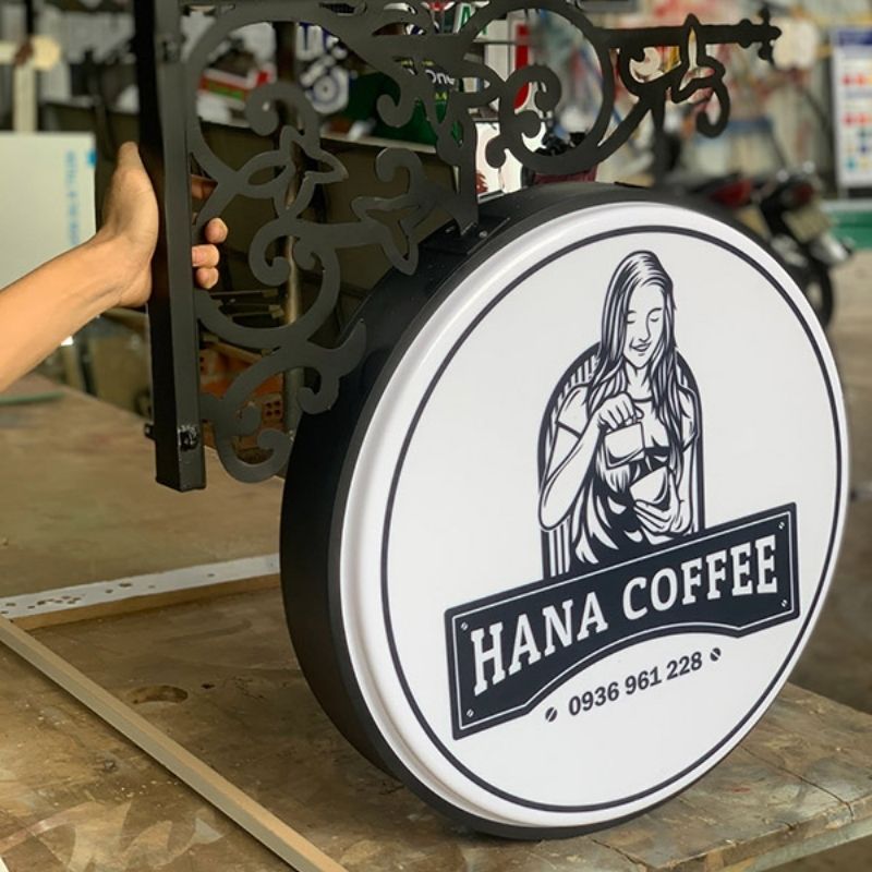 Mẫu hộp đ&egrave;n h&uacute;t nổi qu&aacute;n Hana Coffee