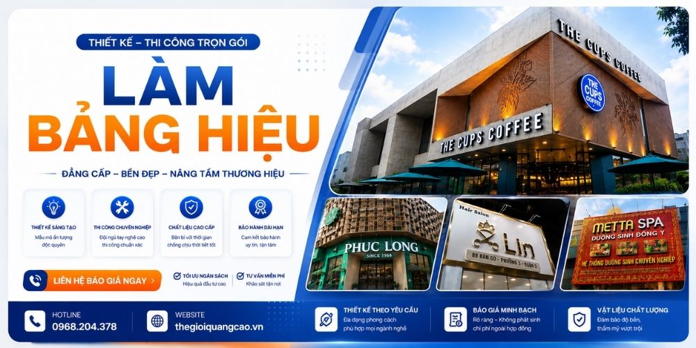 Làm Bảng Hiệu Quảng Cáo Trọn Gói, Giá Rẻ Tại TPHCM