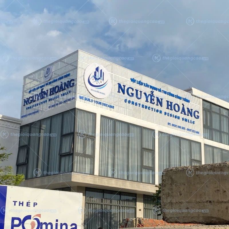 Dự án thi công bảng hiệu công ty vật liệu xây dựng và thi công công trình Nguyễn Hoàng