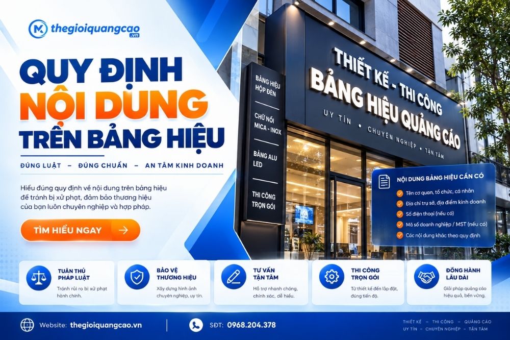 Quy Định Nội Dung Trên Bảng Hiệu Cần Biết Trước Khi Thi Công