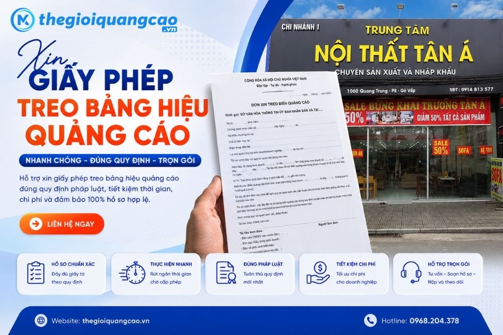 Thủ Tục Xin Giấy Phép Treo Bảng Hiệu Quảng Cáo Mới Nhất 2026