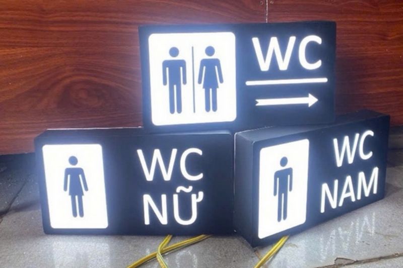Làm bảng hiệu wc dạng hộp đèn