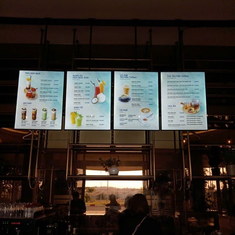 L&agrave;m bảng hiệu hộp đ&egrave;n led si&ecirc;u mỏng cho menu qu&aacute;n cafe