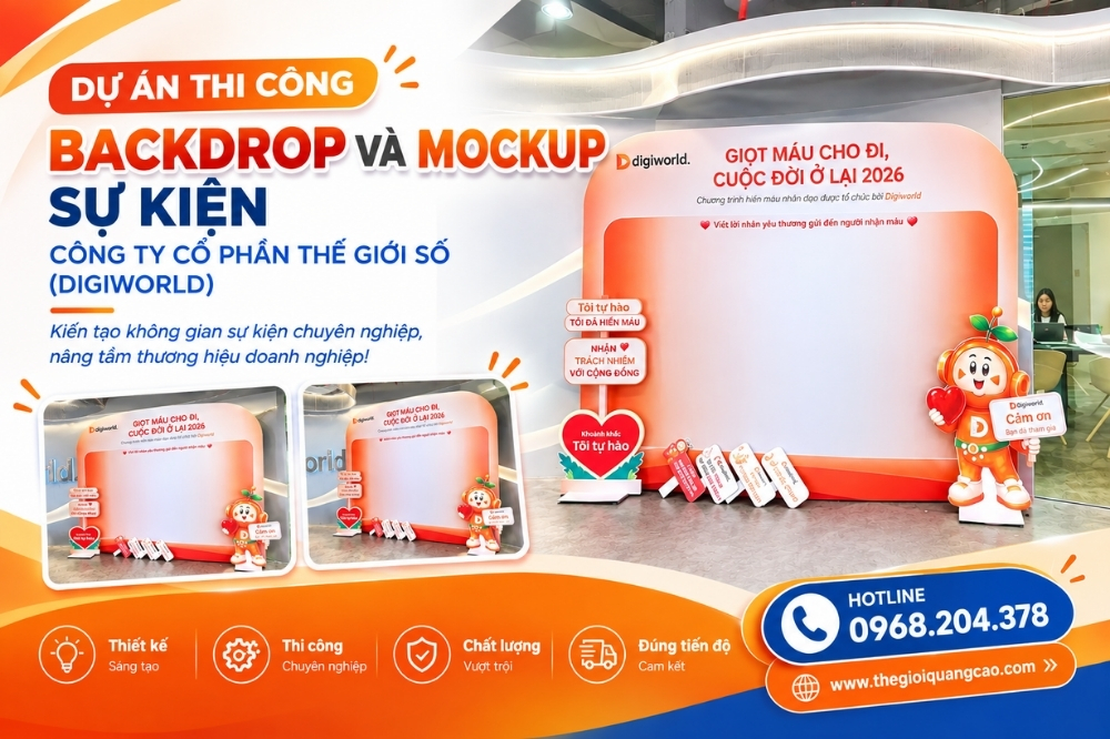 Dự Án Thi Công Backdrop, Mockup Sự Kiện Công Ty Cổ Phần Thế Giới Số (Digiworld)