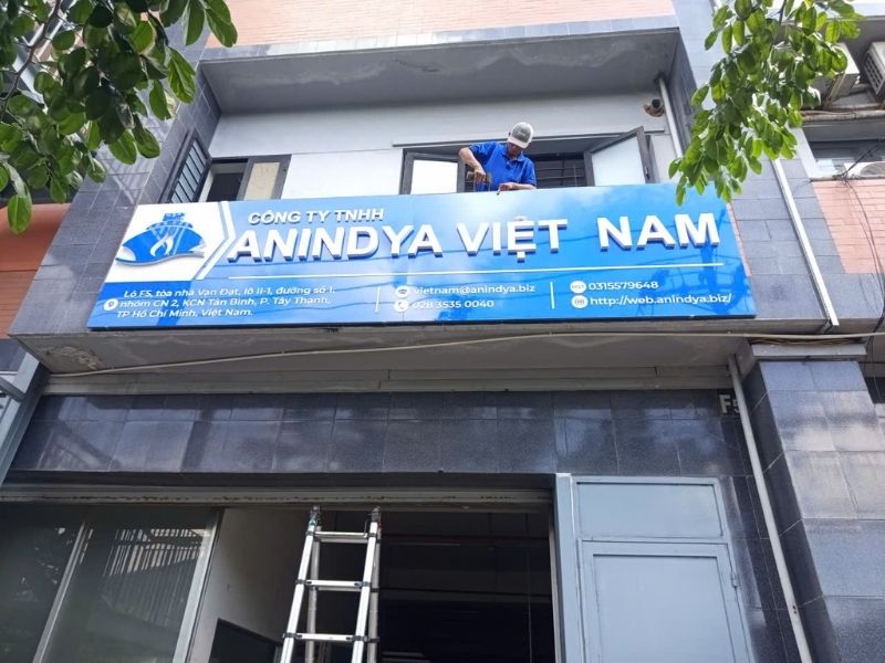 Thi c&ocirc;ng bảng hiệu c&ocirc;ng ty tnhh anindya việt nam