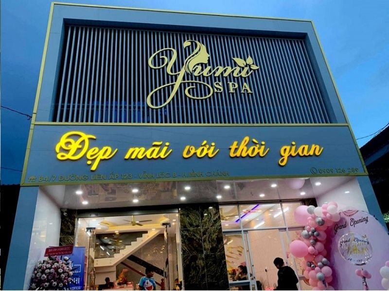 Mẫu bảng hiệu spa chữ nổi tr&ecirc;n thanh lam