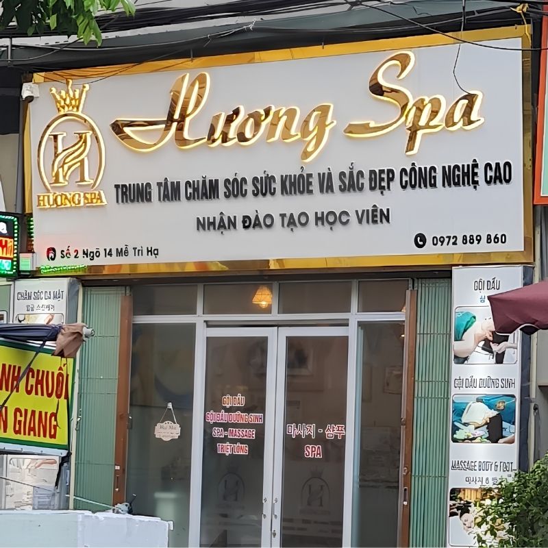 Biển quảng c&aacute;o spa chữ nổi inox v&agrave;ng gương