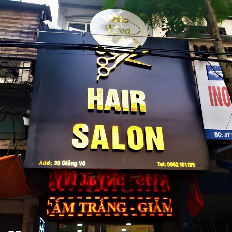 Mẫu thiết kế bảng hiệu hair salon chữ nổi mặt dưng alu