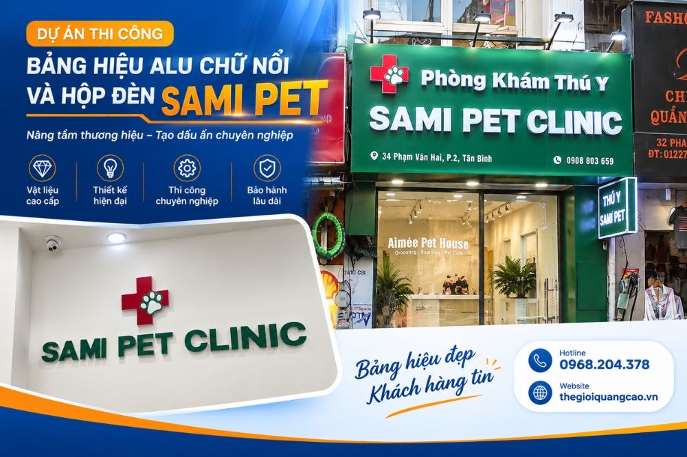 Dự Án Thi Công Bảng Hiệu Alu Chữ Nổi Và Hộp Đèn SAMI PET