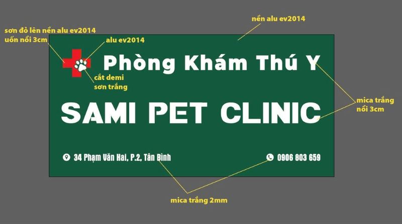 Bản thiết bảng hiệu chính phòng khám thú y Sami Pet Clinic