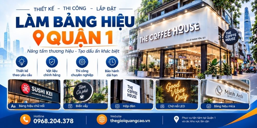 Làm Bảng Hiệu Quận 1 Đẹp, Bền, Bảo Hành Đến 2 Năm