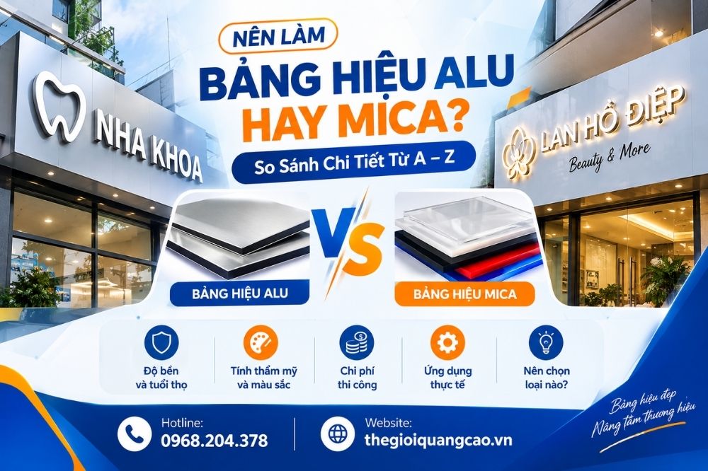 Nên Làm Bảng Hiệu Alu Hay Mica? So Sánh Chi Tiết Từ A–Z