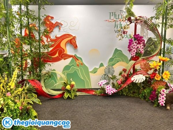 Dự &aacute;n thi c&ocirc;ng backdrop year end party